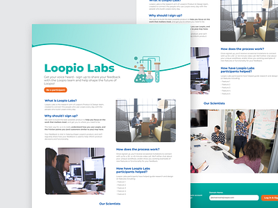 Loopio Labs - Landing Page ui ux web design