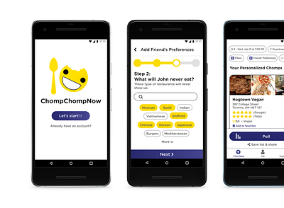 ChompChompNow Mockup app design ui ux