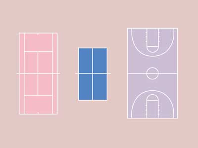 All The Courts Of Sports basketball courts field illustration illustrator pastel ping pong sport sports tennis vector
