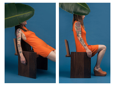 S H A P E S Furniture Line blue design editorial furniture geometric leaf model orange photography set wood