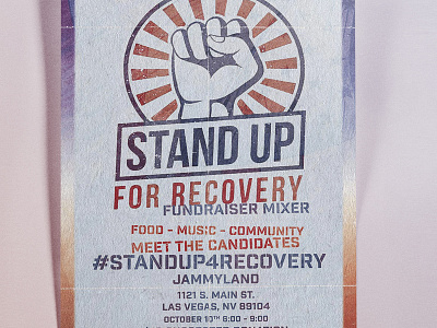 Recovery PAC Stand Up for Recover Fundraiser Mixer - Jammyland advertisement design illustration poster typography vector