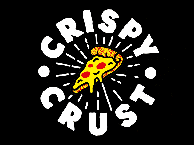 Crispy Crust Records 2d 3d animation logo motion design pizza records