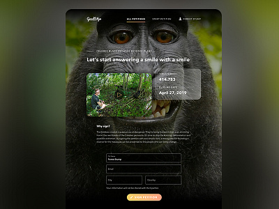 Daily UI 001 - Petition Sign Up Page background image charity daily 100 dark form gradient media nature petition sign up ui
