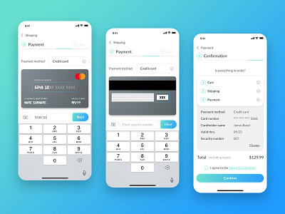 Daily UI 002 - Credit Card Checkout checkout clean colorful credit card daily ui design gradient iphone x lato mobile mobile app order payment shadow ui