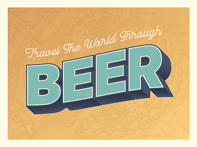 🍺 3d text beer map travel postcard vintage