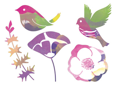 Birds and Flowers Illustration