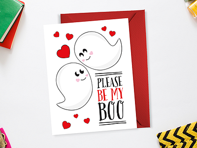 Please Be My Boo cute for sale ghost pun valentine card valentines day