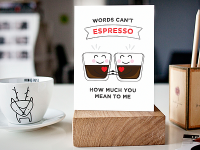 Words Can't Espresso How Much You Mean To Me coffee cute for sale pun valentine card valentines day