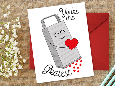 You're the Gratest cute food for sale pun valentine card valentines day