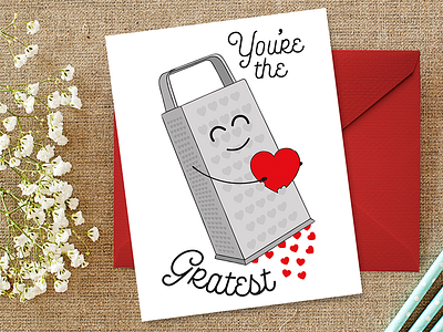 You're the Gratest cute food for sale pun valentine card valentines day