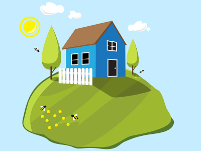 House bees country house illustrator vector