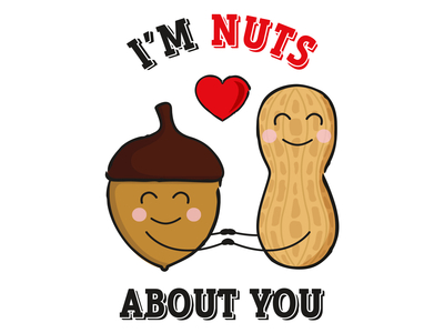 I'm Nuts About You cute digital fun greeting card illustration illustrator punny
