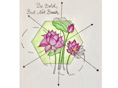 Be Bold, But Not Brash. illustration micron pens quote sakura watercolor