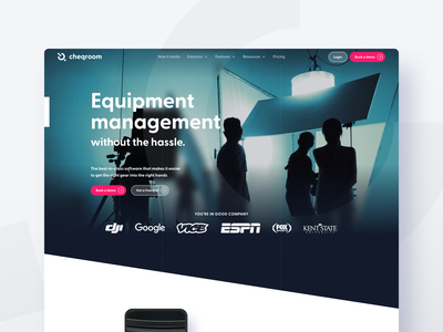 Cheqroom branding design equipment management homepage marketing saas ui ux webdesign