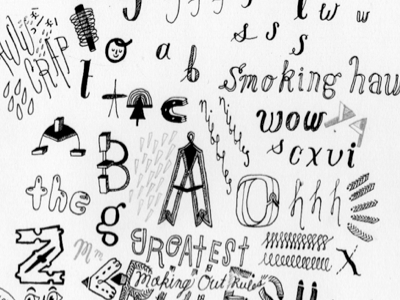 smoking hawt/nibbles black and white doodles hand type letters typography