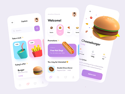 Food Delivery App 3d app bag cart clean clean ui concept delivery delivery app food food app food delivery foodie illustration ios mobile order payment restaurant service