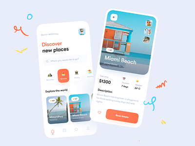 Travel App ✈️ adventure app card clean emoji flight illustration ios mobile pay payment tickets tourism travel travel agency trip ui uiux ux vacation