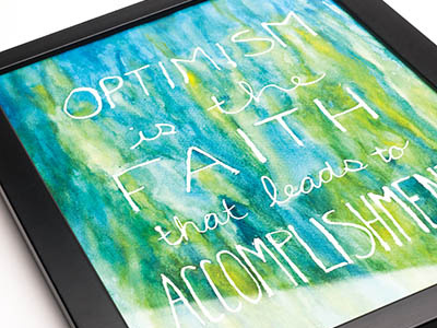 Optimism is the Faith art blue colorful graphic design green illustration paint turquoise type typography watercolor watercolour