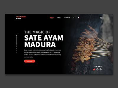 The Magic of Sate Ayam Madura adobe xd black food indonesian jumbotron landing page landing page ui minimalist web web design website