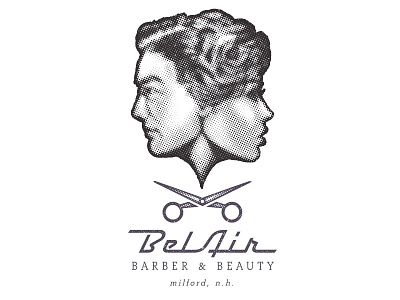 Bel Air Barber and Beauty Graphics 1950s 50s barber drawing hand drawn logo potrait