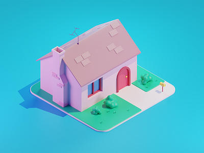 Cartoon House 3d blender cartoon design house illustration isometric lowpoly render