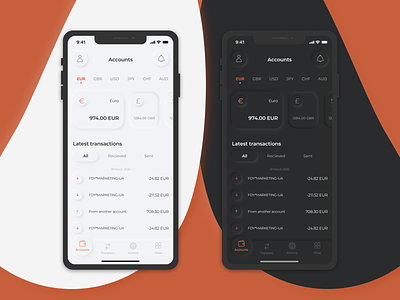 Payoneer App Accounts. Redesign Concept account accounts app dark mode ios neomorphism payoneer redesign transactions uidesign wallet