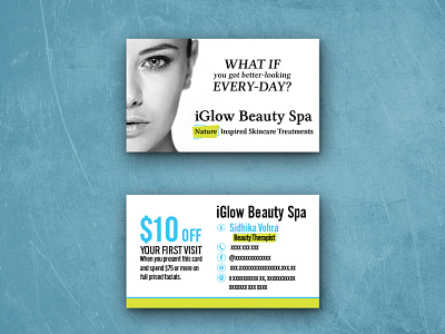 iGlow Beauty Spa | Business Card Design businesscards creative design designer graphicdesign graphics logos unique