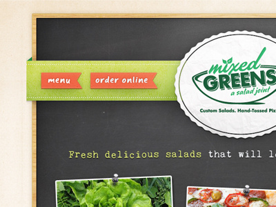 Mixed Greens Website chalkboard restaurant website