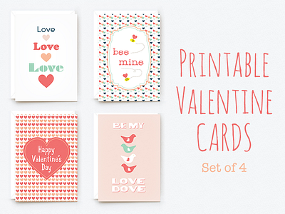 Printable Valentine Cards 4x6 cards creative market printable set valentine