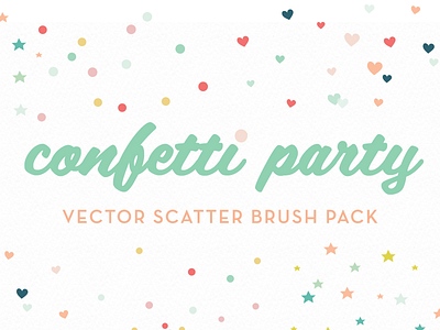 Confetti Party Scatter Brush Pack brushes circles colorful confetti festive fun hearts illustrator pack party scatter brush stars vector