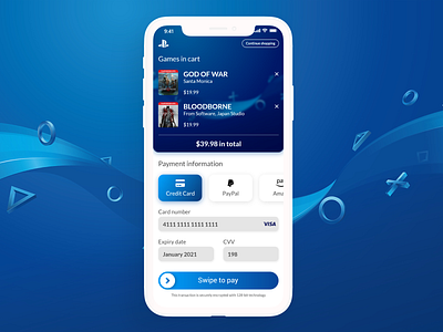 Redesign PlayStation Store checkout app checkout credit card dailyui digital game mobile payment playstation swipe