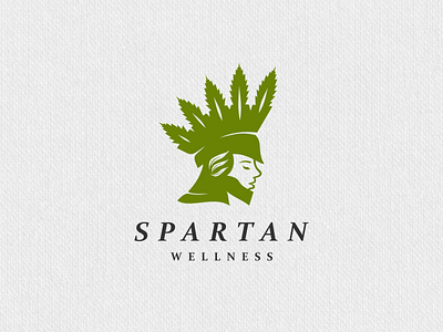 spartan wellnes cannabis clean concept creative design flat icon illustration leaf logo modern simple space spartans vector wellness