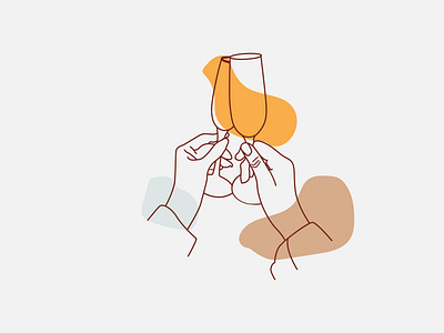 Hands Cheering with Glasses of Wine Graphic