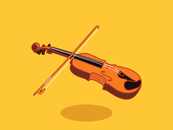 Wooden violin with bow vector flat design illustration - Vector by Dyah ...