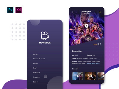 Movie Box iOS App UI Design