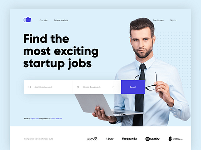 Startup Job Finder Web UI app branding career design flat flat design freebie icon icon design illustration job job application job board job listing jobs minimal ui ux web website