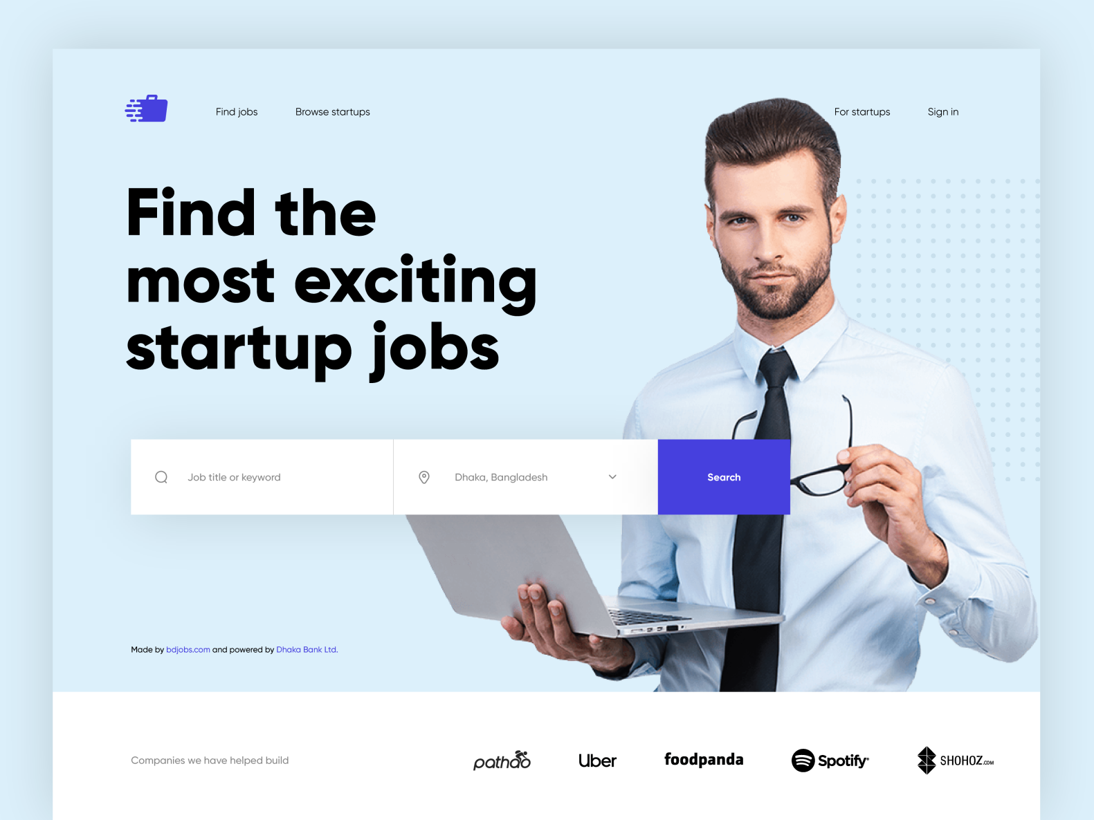 Startup Job Finder Web UI by Mehedi Hassan Roni on Dribbble