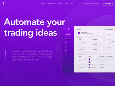 Landing page for a trading webapp branding design flat landing page ui web webapp