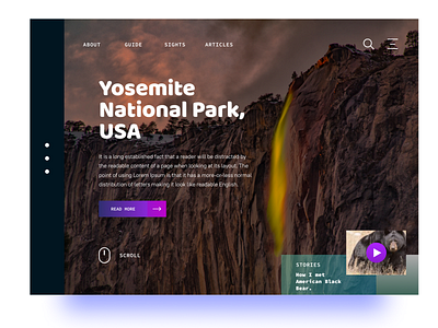 Main page for Yosemite National Park, USA branding design illustration ui ux web