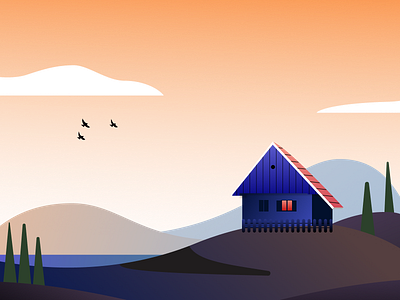 Loneliness landscape design flat illustration vector