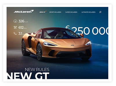 McLaren GT post branding car typography ui ux web website