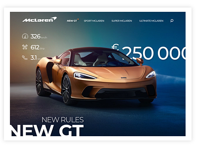 McLaren GT post branding car typography ui ux web website