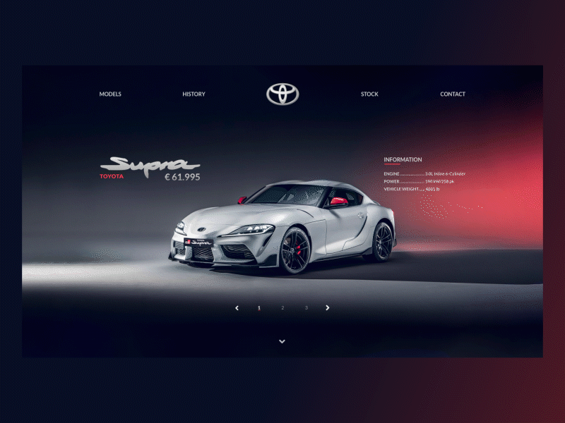 Toyota Supra Website Design animation branding car clean design minimal ui ux web website