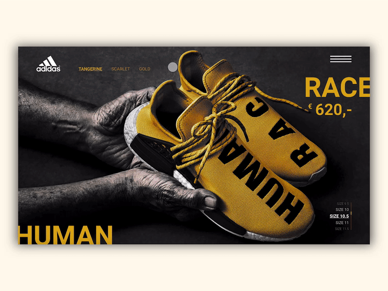Adidas Human Race animation branding design minimal ui ux web website