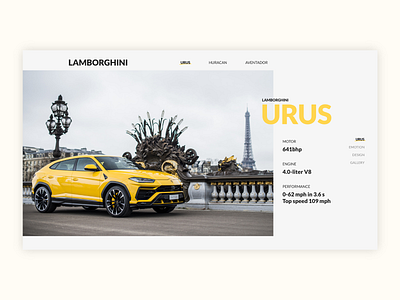 Lamborghini Urus branding car design minimal ui ux web website