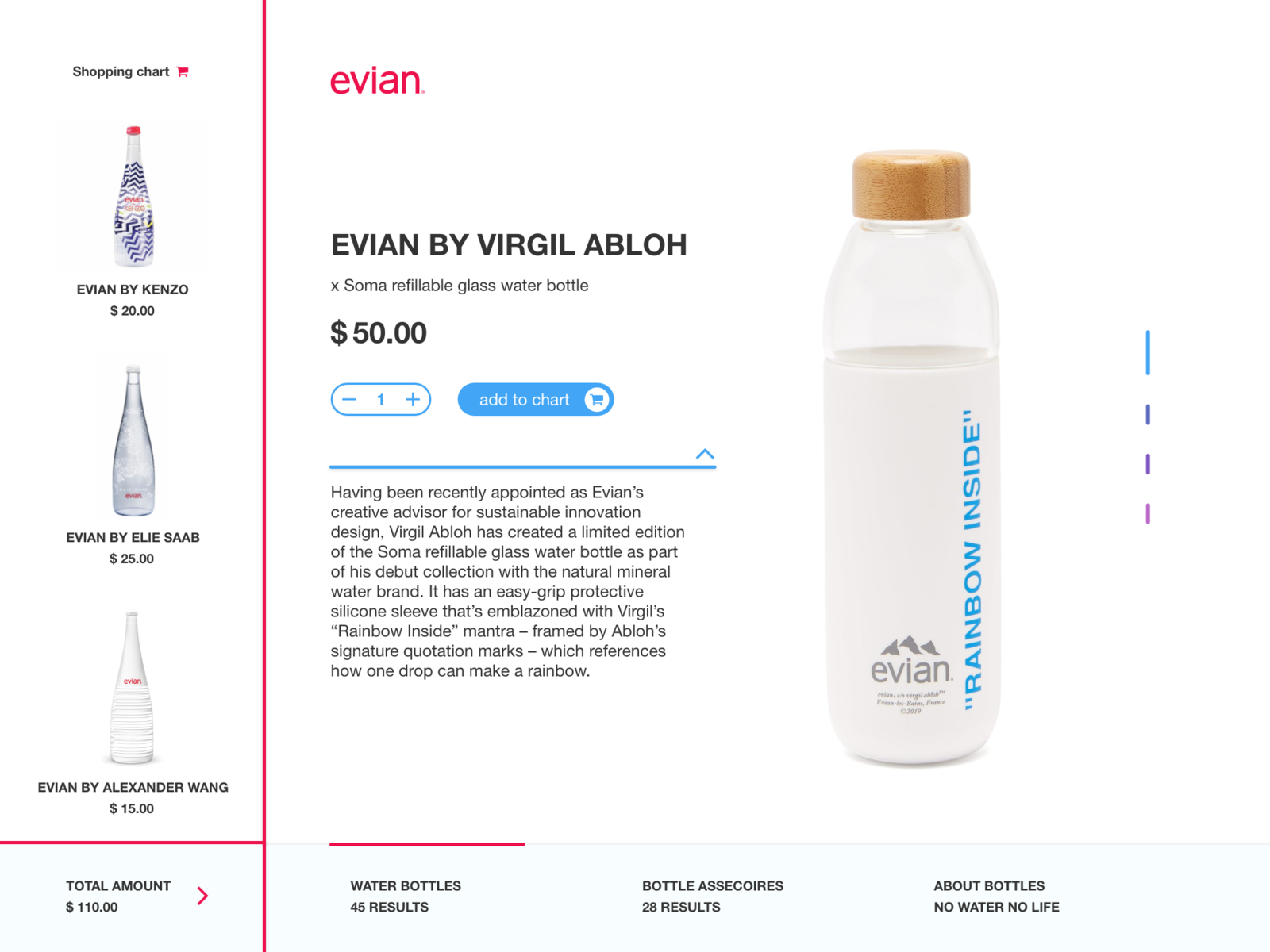 Evian By Virgil Abloh Soma Refillable Glass Bottle Restock