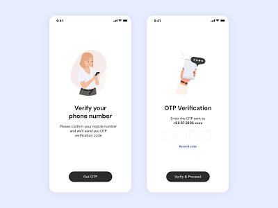 OTP Verifications app design illustration mobile app design otp ui vector verification