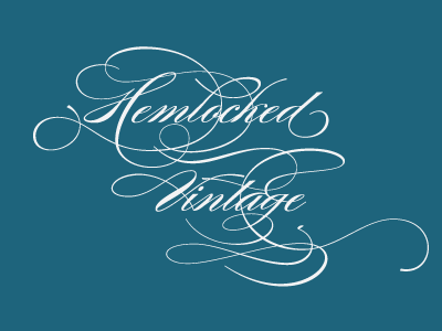 Logo for Hemlocked Vintage burgues curliques etsy script vintage