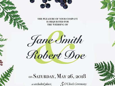 Wedding invitation with West Coast Canadian greenery canada fern nature northwest vancouver island wedding