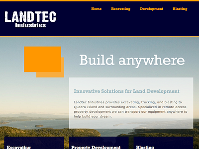 Landtec Industries Website blasting blue excavation orange property development wordpress